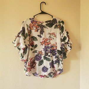 Karen Kane women's floral blouse size S cream